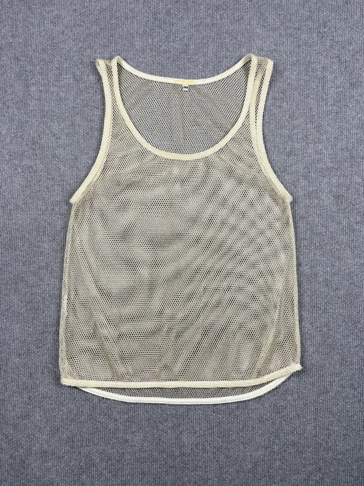 Musculosa de red blanca con brillos