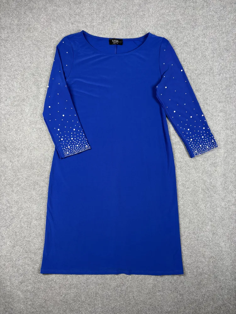 Vestido azul perlas