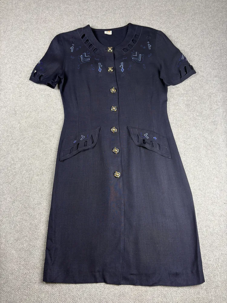 Vestido vintage azul oscuro