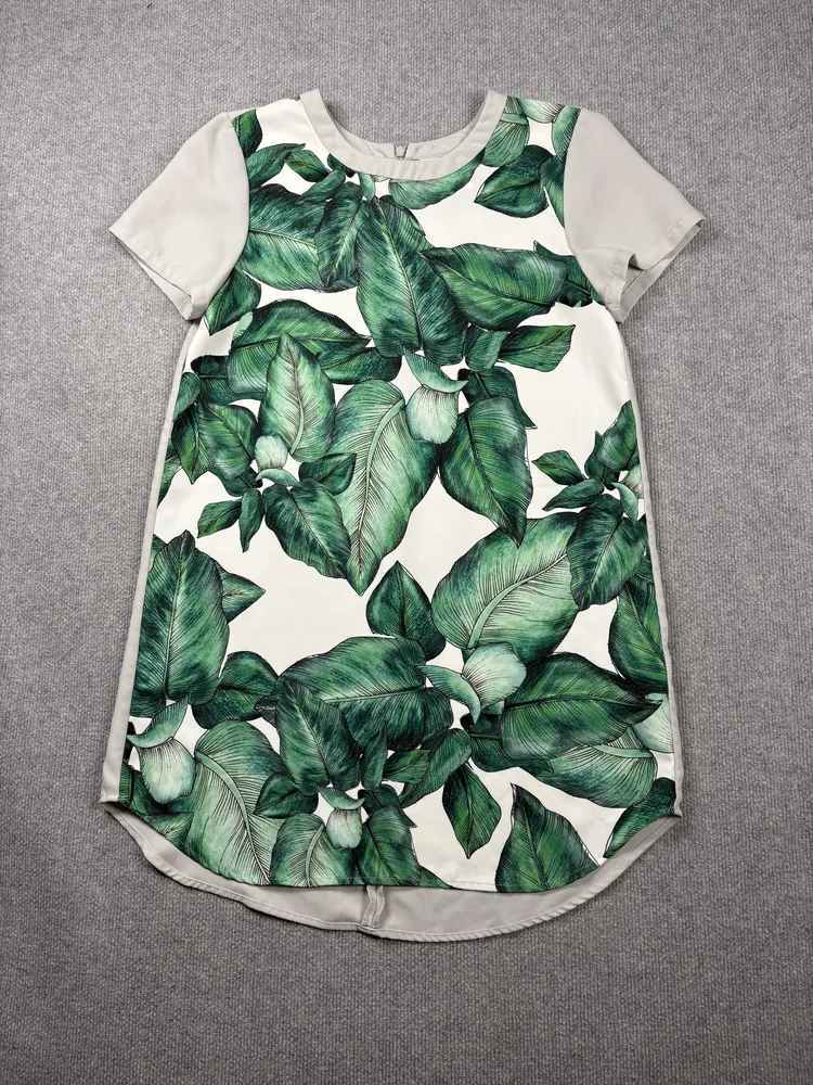 Vestido recto diseño hojas