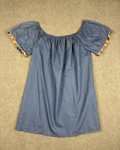 Vestido denim pompones Forever 21