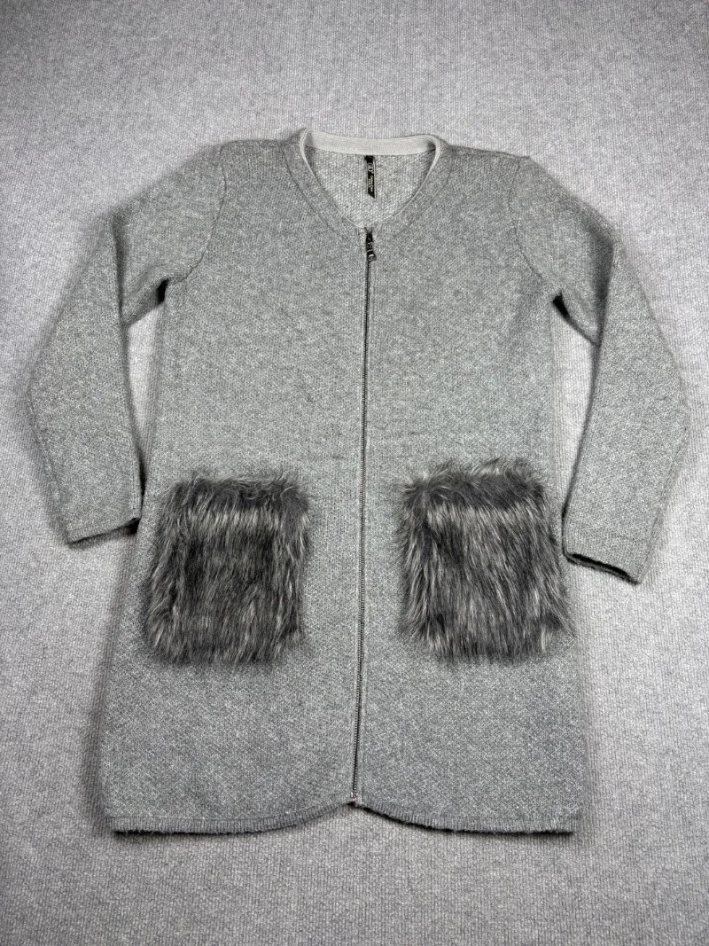 Cardigan lana con pelaje