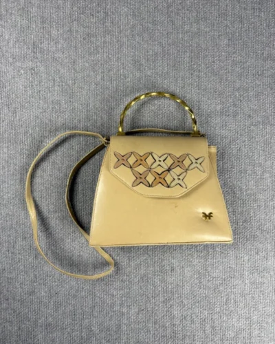 Cartera vintage cuero beige