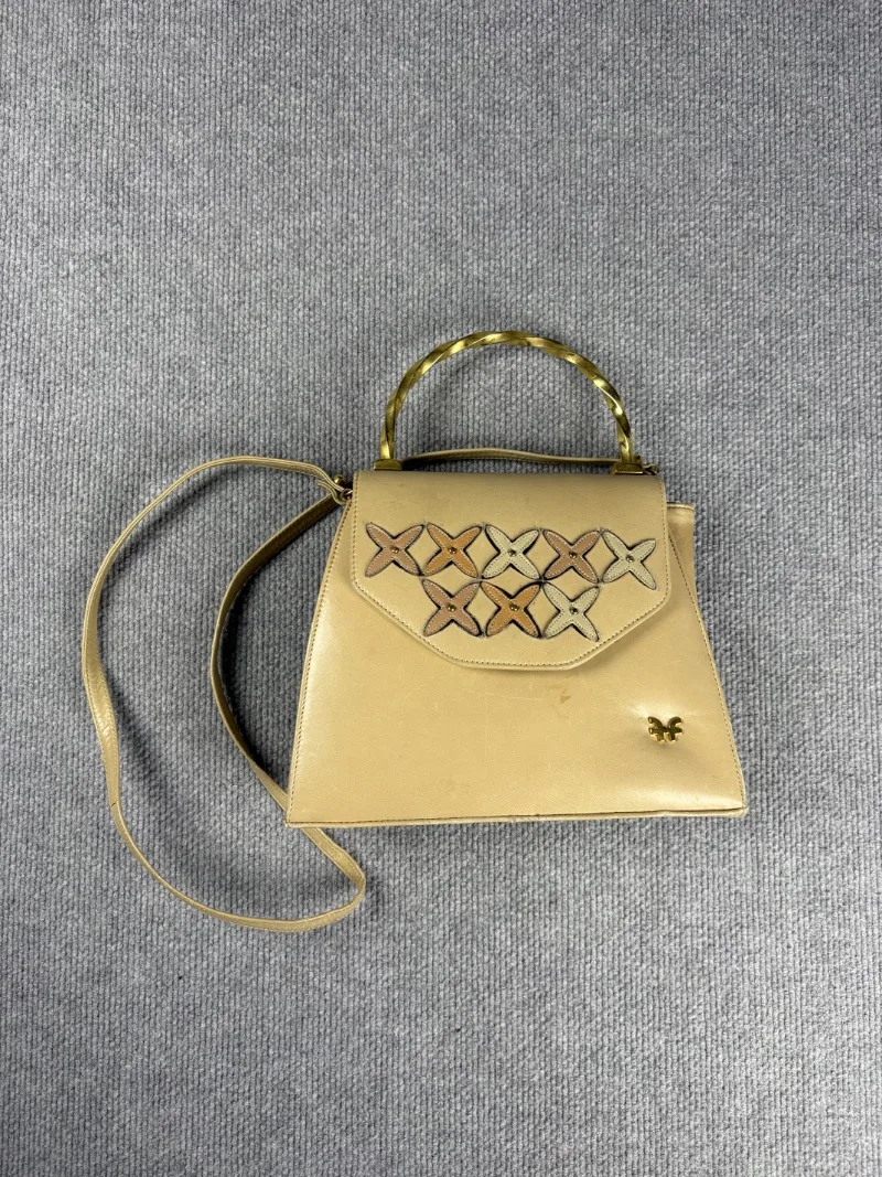 Cartera vintage cuero beige