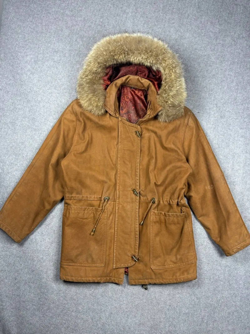 Campera cuero Camel
