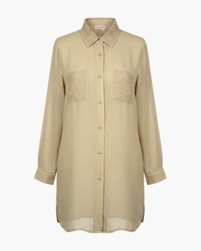 Camisa bordada beige