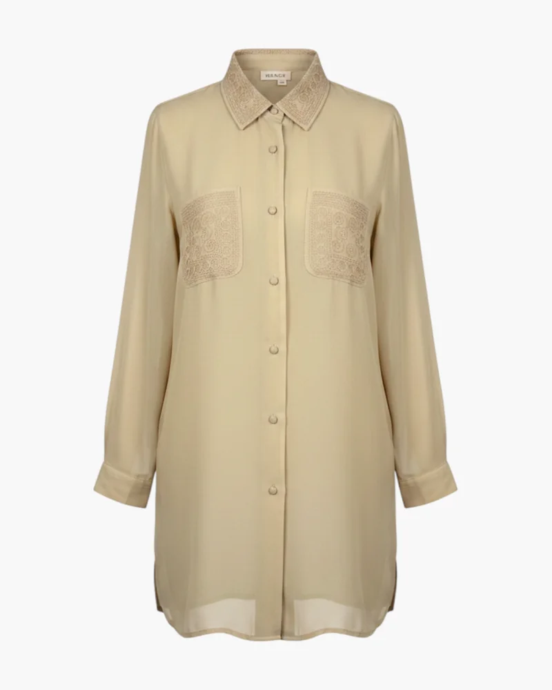 Camisa bordada beige