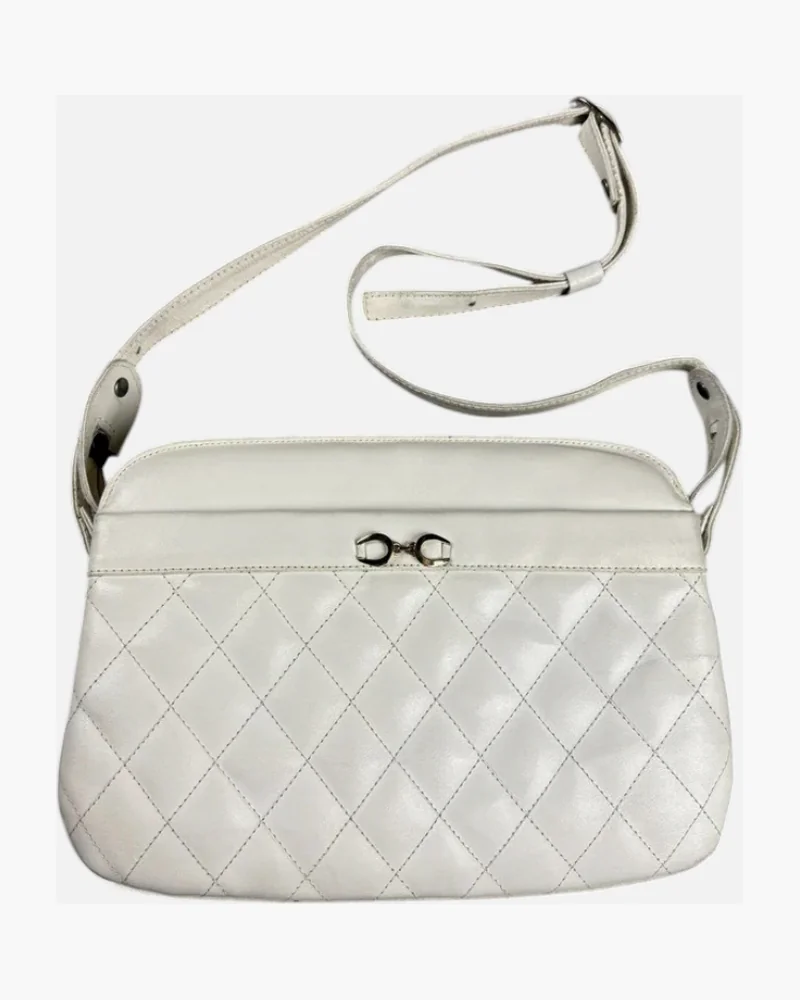 Cartera cuero matelasse blanco