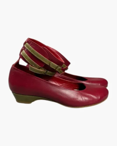 Zapatos chatos cuero rojo T.36