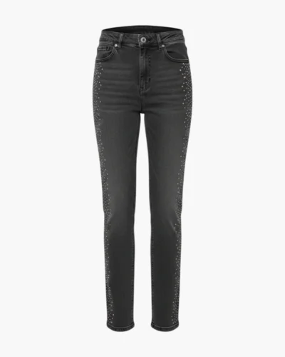 Jean tiro alto recto con strass
