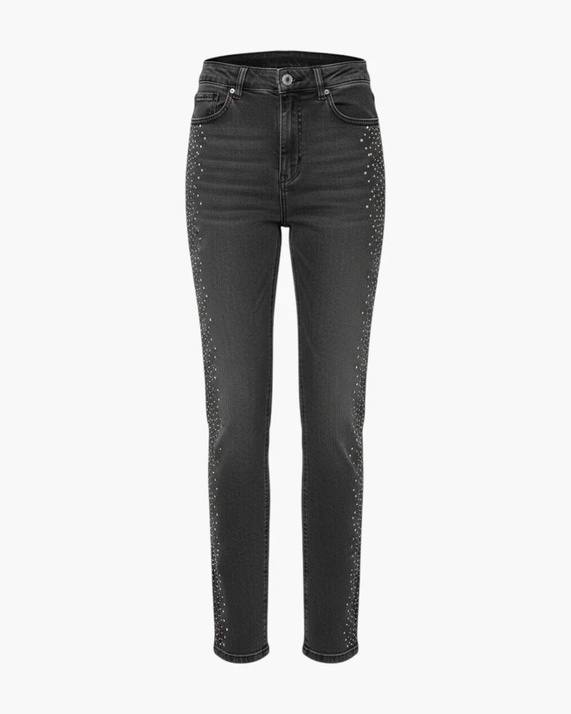 Jean tiro alto recto con strass