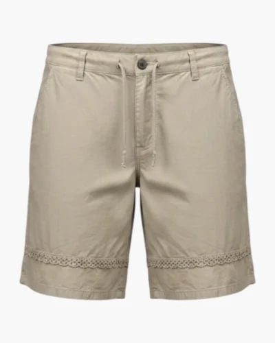 Bermuda beige con bordado crochet