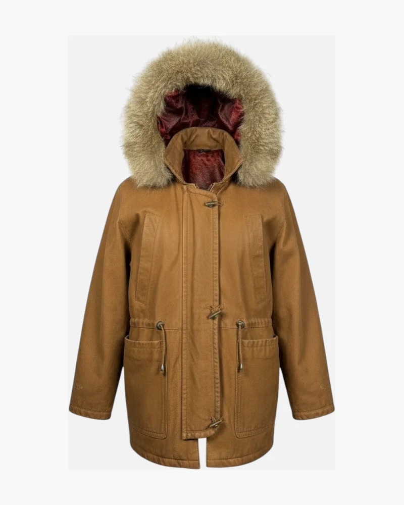 Campera cuero Camel