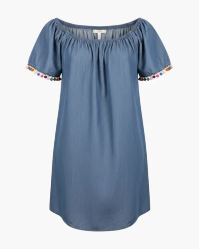 Vestido denim pompones Forever 21