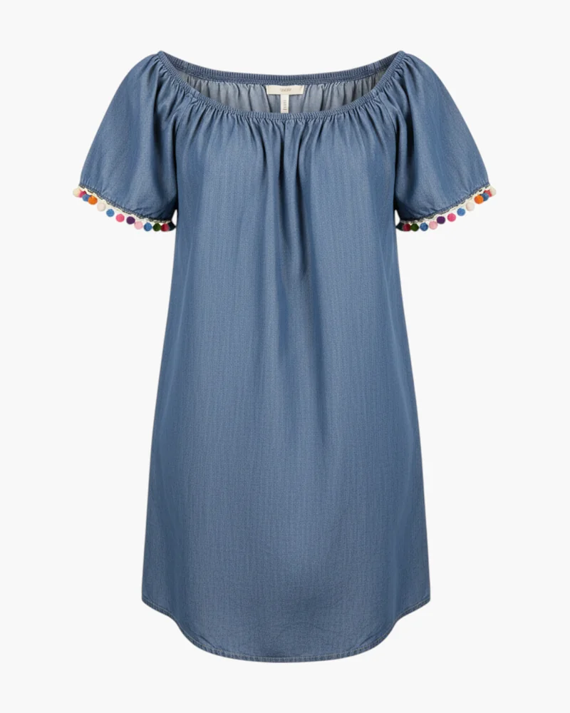 Vestido denim pompones Forever 21