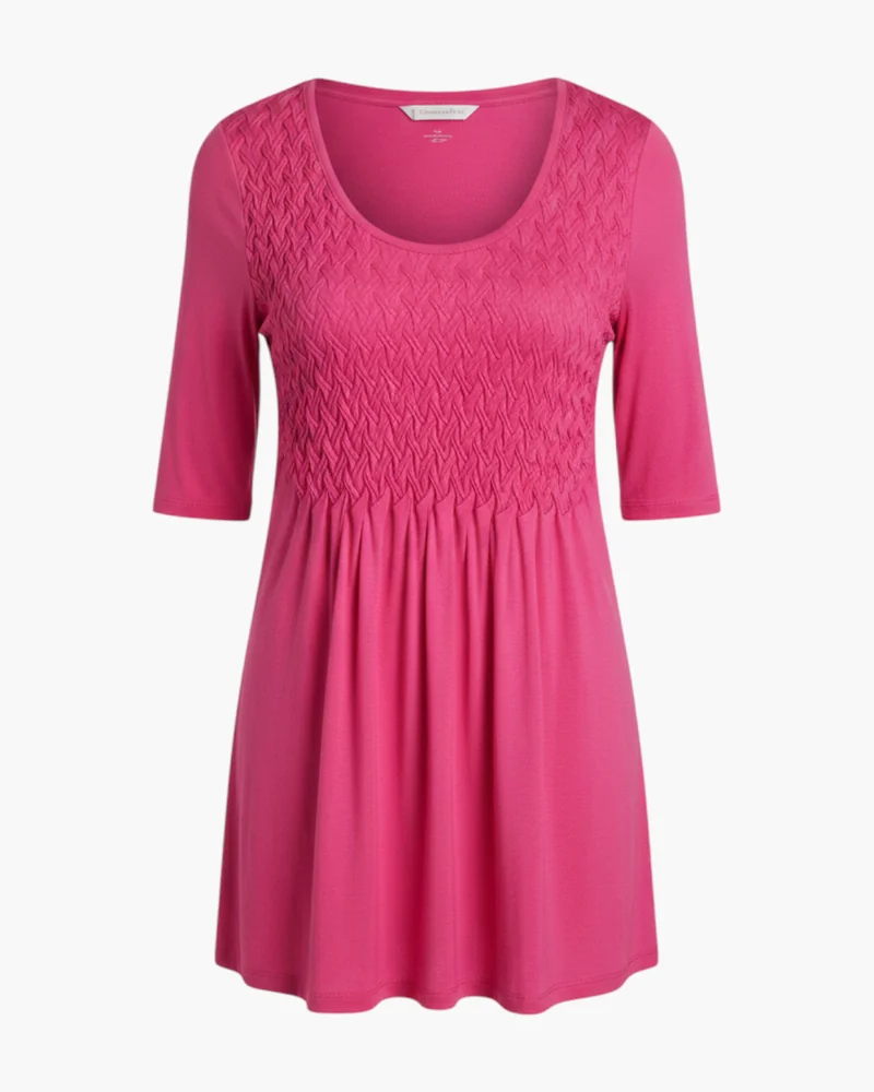 Vestido fruncido fucsia