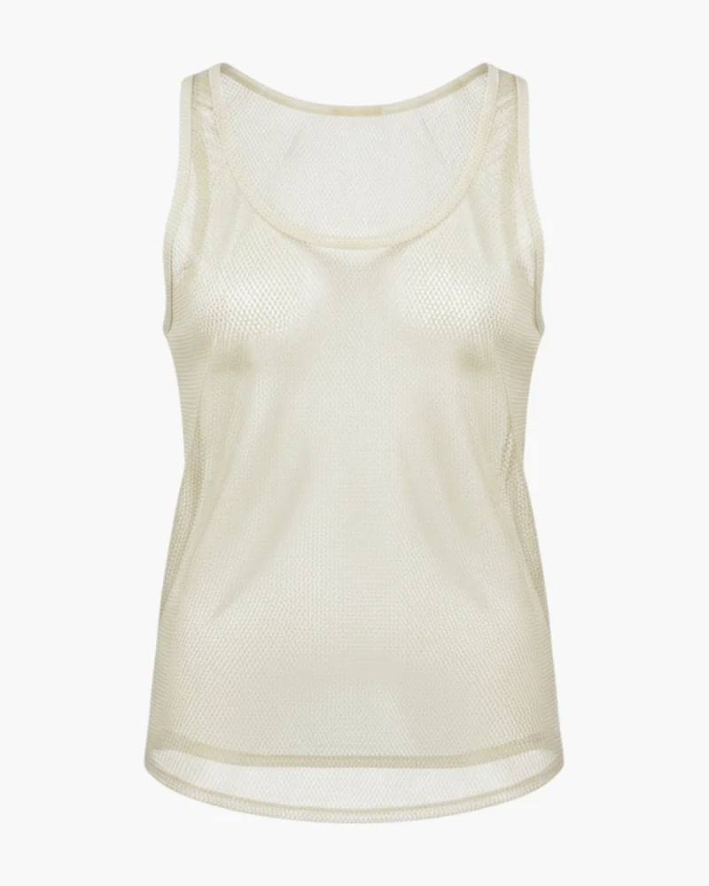 Musculosa de red blanca con brillos
