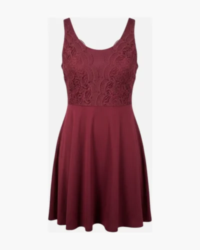 Vestido bordo de encaje floral