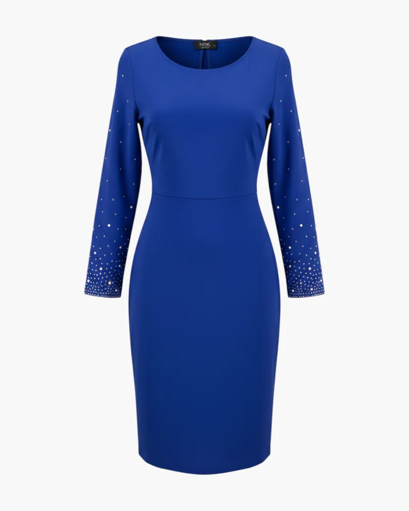 Vestido azul perlas