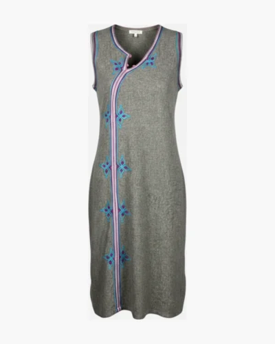 Vestido gris bordado rustico