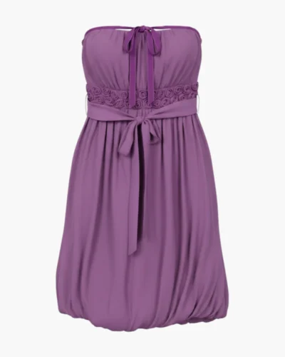 Vestido strapless Y2K de tul magenta