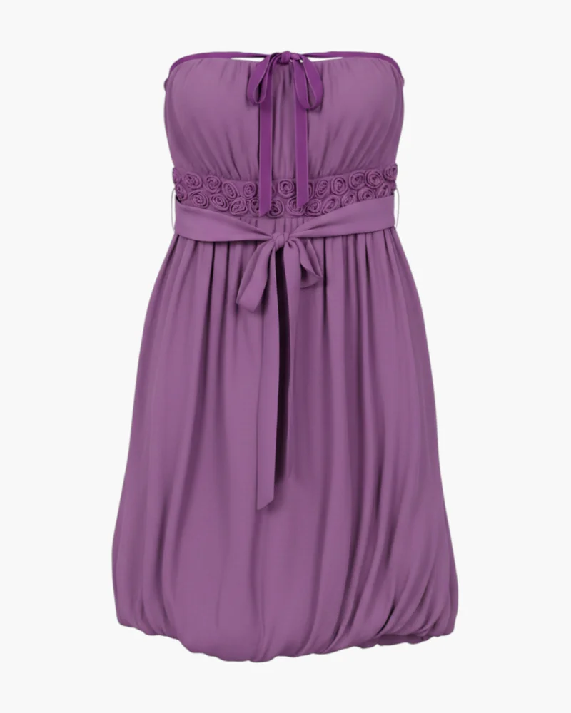 Vestido strapless Y2K de tul magenta
