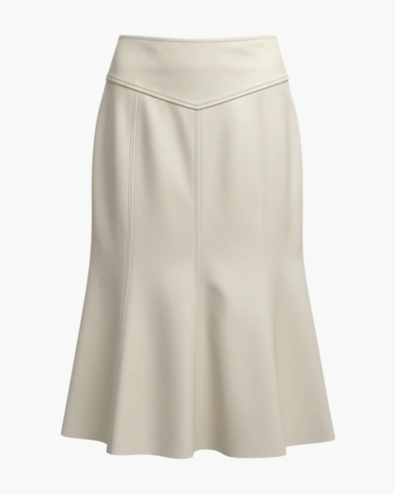 Falda midi cuero sintético