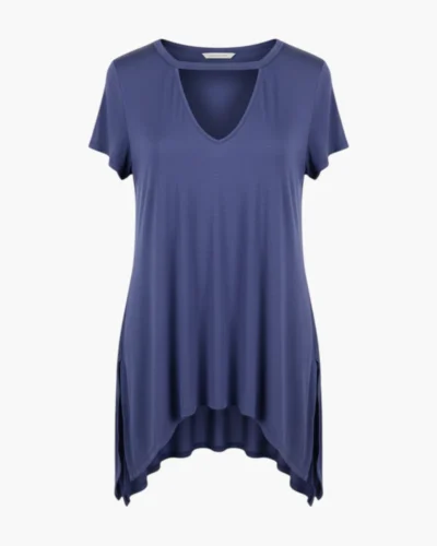 Remera azul larga irregular