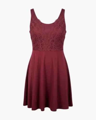Vestido bordo de encaje floral