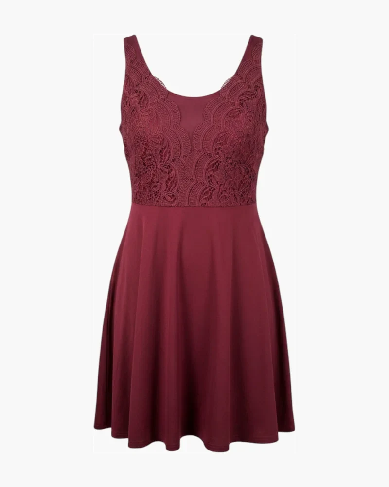 Vestido bordo de encaje floral